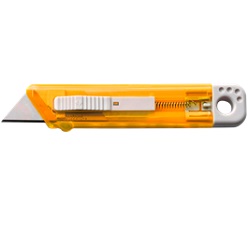 Plastic knife with safety mechanism