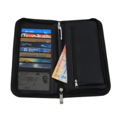 Includes 2 Main Compartments, Divider, Card Holders, ID Holder, Zip Coin Compartment and Pen Holder - Material: Koskin