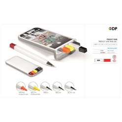 A great affordable promotional idea for any event. Set features a pen with red ink, black ink, pencil, yellow and orange highlighter ? ABS 14 ( l ) x 5.7 ( w ) x 0.8 ( h )