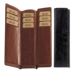 Tri- fold Card Holder made of Italian leather, business/credit card slots, bank note section, in gift box