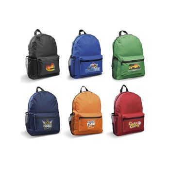 Great school and traditional backpack that comes in 6 great colours. Spacious main zippered compartment. Front sizeable zippered pocket . Side mesh water bottle pocket. Adjustable shoulder straps. Top grab handle. 600D