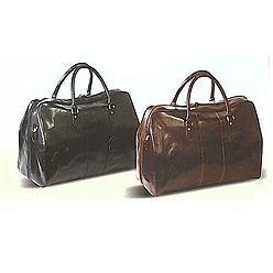 Italian Leather Travel Bag with main zip pocket, Carry handles, Lockable Zip Pullers and Shoulder Strap