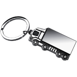 High glass metal key ring in a truck shape