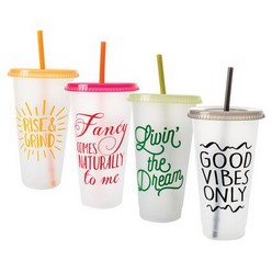 Tumbler Sipper With Straw Printed