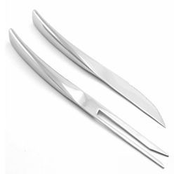 Polished stainless steel carving knife and fork set