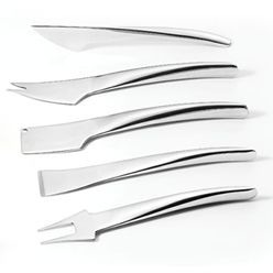 5 Piece polished stainless steel cheese knife set