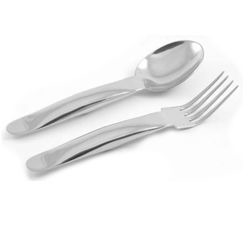Polished stainless steel salad servers, consist of salad spoon and fork