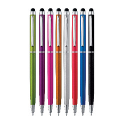 Touch Pen for smart phones and tablets at the top and a metal ball pen on the tip.