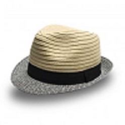 Made from paper straw and two-tone straw with polyester ribbon, self colour brim stitching and polyester sweatband inblack
