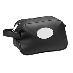 Toiletry bag made from Matt PVC, with inner zip pocket, fully lined, carry handle, metal zip puller and a metal plaque.