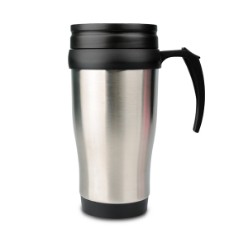 Enjoy your favourite morning coffee or tea while you are on the go with this funky thermal travel mug that keeps your contents warmer for longer. Its features include a thermal mug with stainless steel outer and PP inner, twist off lid with slide action that allows you to sip you drinks comfortably without spilling, comfortable handle. 380ml capacity, *Due to Health and Safety Regulations we cannot accept sample returns of this item, Stainless steel outer