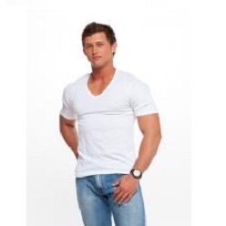 160g, Slim fit t-shirt for a temporary style, Easy going v-neck, Self-fabrick neckline, Fine knit gauge for enhanced printability, Shoulder to shoulder binding for a sporty finish