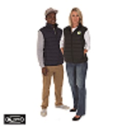 Unisex padded body warmer with front zip closure