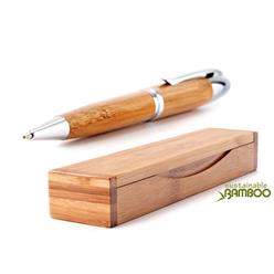 Natural bamboo barrel and upper. Polished chrome brass trims and metal clip. Presented in a natural bamboo gift box. Fitted with a genuine Schmidt ultra distance refill from Germany 10, 000m writing distance