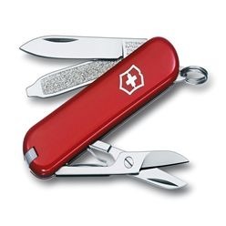 This stainless steel pocket knife is the best kind there is! It includes a standard knife with top-notch, adequately sharp blade, a file and scissors. Its stainless steel properties ensure excellent rust resistance, long lasting functionality, and flawlessly smooth position locking mechanisms. This is a classic Victorinox pocketknife and that is why we promise complete unhindered product operation. It is available in the typical, classic red color, courtesy of Victorinox.