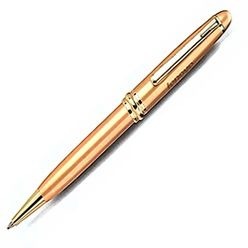 Twist action metal Ballpen, with a gold clip and trim, works with Parker type refills