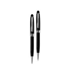 Push Button Metal Ball pen & Pencil Set, Refill, Black Ink Supplied in an Deluxe Box