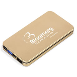 Power Bank - ABS &Alluminium, Lithium polymer battery, includes micro USB Cable, Micro Fibre pouch & Printed gift box