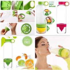Water Bottle with built in fruit juicer, twist cap and BPA free.