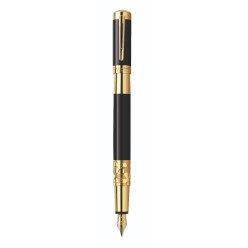 L/Black Gold Trim - Fountain Pen - Medium Nib - Blue Ink