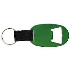 Web Strap Bottle Opener Keychain: Split ring, Aluminium bottle opener, web strap.