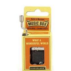 Original hand crank music box that plays.What a Wonderful World Try on wood or glass or try different surfaces for a new sound. Screws included. Makes a sweet gift.