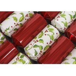 White Strings of Holly Red Foil Christmas Cracker