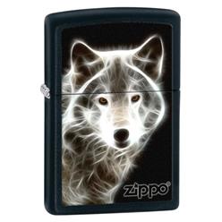 Zippo lighter with a white wolf imprint