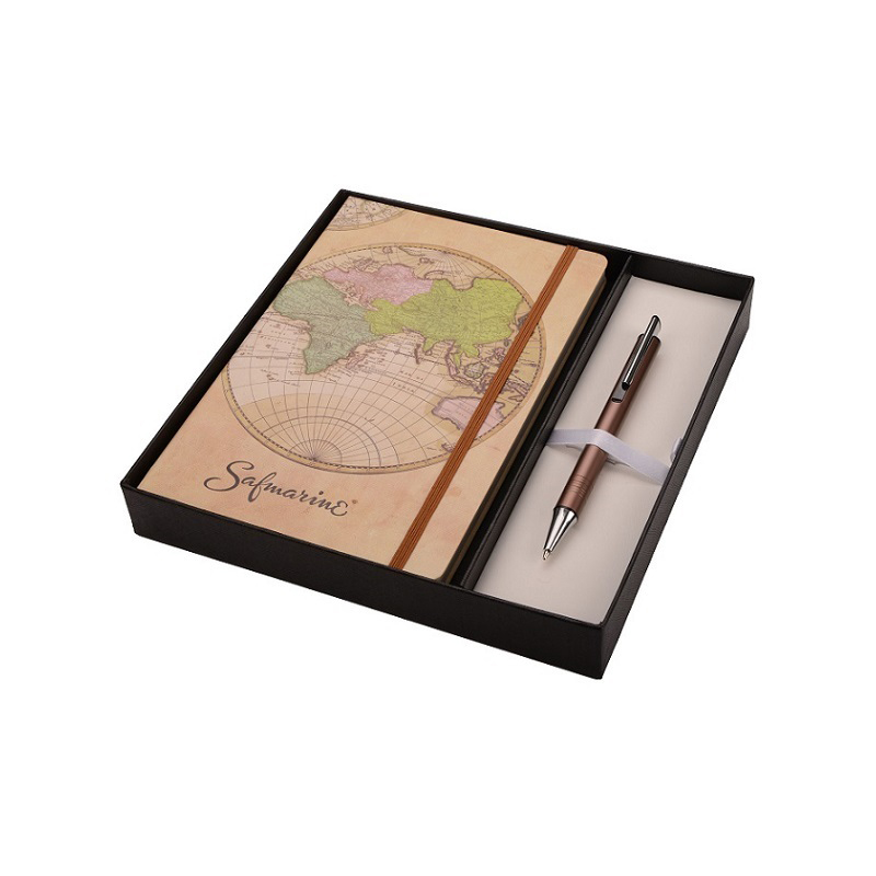 A5 World Map Notebook,Thermo PU,80 Lined Pages,Perforated Corners,Elastic Closure