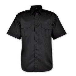 Woven security shirt, polycotton with softwash treatment, features: double pockets, epaulettes on shoulders, reinforced top stitching, easy-wear fabric is treated to create a soft-feel
