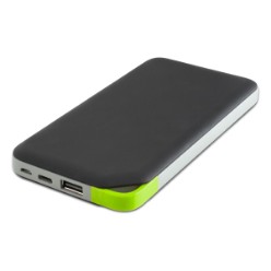 This power bank has sleek eye-catching contrasting colour design and large frame which features an excellent build quality and a trendy durable rubberised body that is comfortable to handle.fairly light and not too big to slip easily into your pocket. It showcases a power button and four blue LED indicators to inform you of just how much power you have left. The impressive 10 000mAh capacity delivers an incredible charging speed and there is also a USB Type-C port and includes an Android chargin....