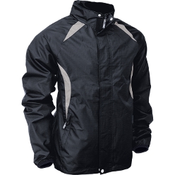 Zone Jacket: Raglan long sleeve, side pockets with zip, concealed roll-up hood, mesh lining, elasticated draw cord with side toggles, 130gsm coated ripstop. 100% polyester, x-tech superior quick dry moisture management finish