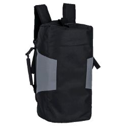 Zippered shoe compartment, Small zippered phone sleeve, Backpack transforms into duffel bag